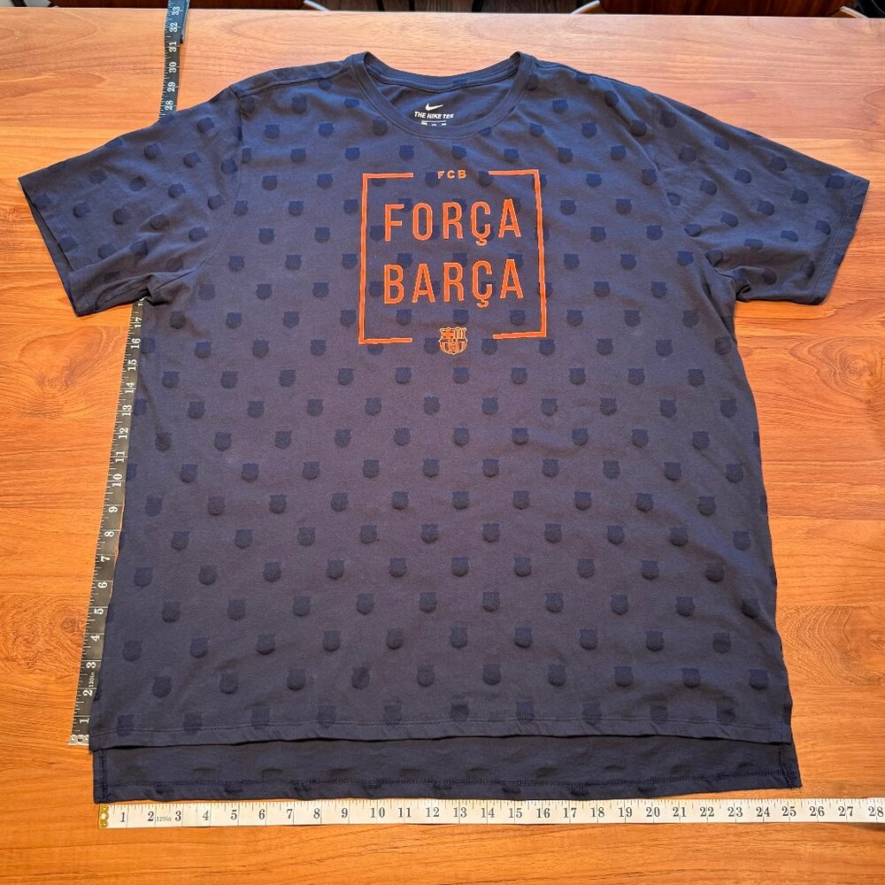 Nike‎ FCB Forca Barca Bracket Barcelona Shadow Logo Pattern T-Shirt XXL